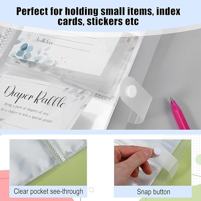 4 Pack 3x5 Index Card Binder, Clear Plastic Card Organizer Book with 40 Sleeves Holds 160 Cards, Portable Study & Flashcard Holder for School Office Supplies