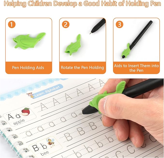 PEASUG Grooved Writing Books for Kids 3-5, Magic Grooved Writing Practice for Kids, Reusable Handwriting Workbooks Practice for Kid Learn to Write, Children's Magic Copybooks 4 Pack
