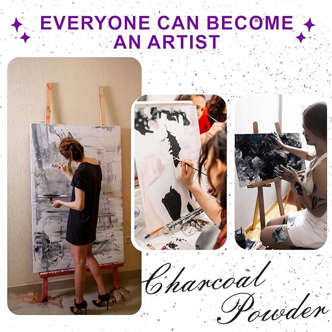 Premium Charcoal Powder for Drawing and Art, Drawing Charcoal for Sketching, Shading, Blending with Beginners & Pro Artists - 4 Ounces