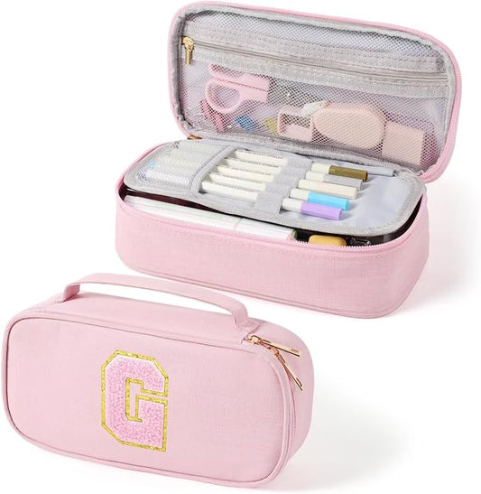 YOOLIFE Pencil Case for Girls, Cute Pencil Pouch Pen Case, Large Capacity Aesthetic School Supplies for Teen Girls, G (Pink)