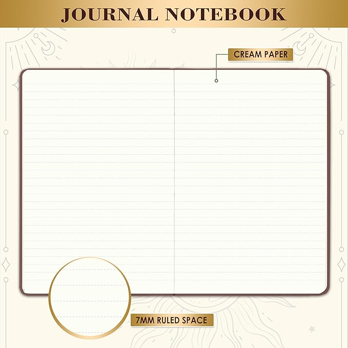 Artfan Ruled Notebook/Journal – Premium Thick Paper Faux Leather Classic Writing Notebook with Pocket + Page Dividers Gifts, Banded, Large, 144 Pages, Hard Cover, Lined (5.8 x 8.4) - Reddish Brown