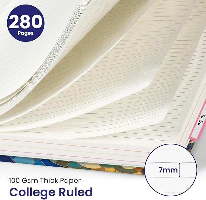 Taja Pretty Large Spiral Lined Notebook for Work with 5 Removable Dividers