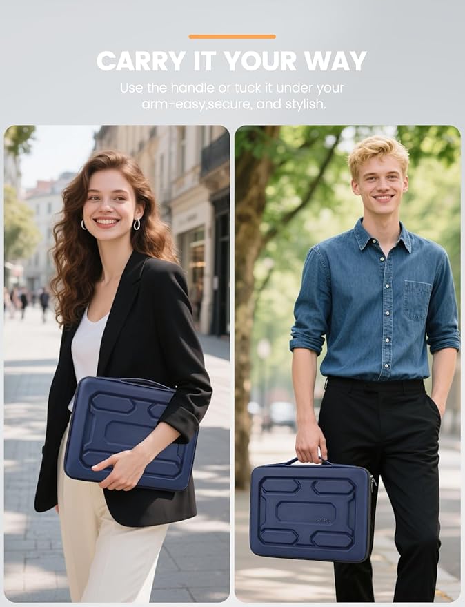 DOMISO 14 inch Laptop Sleeve with Handle Shockproof Computer Bag Waterproof EVA Protective Carrying Case for 14" ThinkPad E480/Yoga 920/13.5" Microsoft Surface Book/HP Pavilion 14 Stream 14,Dark Blue
