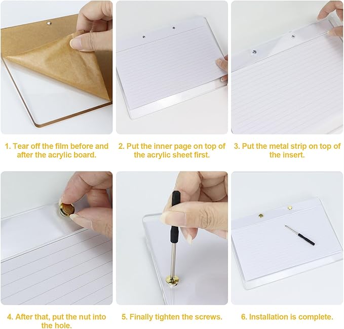 Lined Notepad with Acrylic Drafters Tablet Planner, 50 Sheets, 8.9 x 6.5 in, Perforated Sheets to-Do Notepad for Office Home Desk Accessory