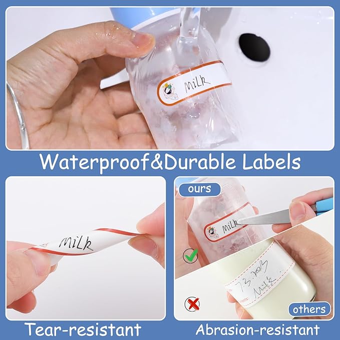 480 Pcs Waterproof Name Labels for Daycare, Gift Name Tags Stickers, Self-Laminating Multi Purpose Labels Name Labels for Kids Name Tags Stickers Labels(Cute Astronaut Style)