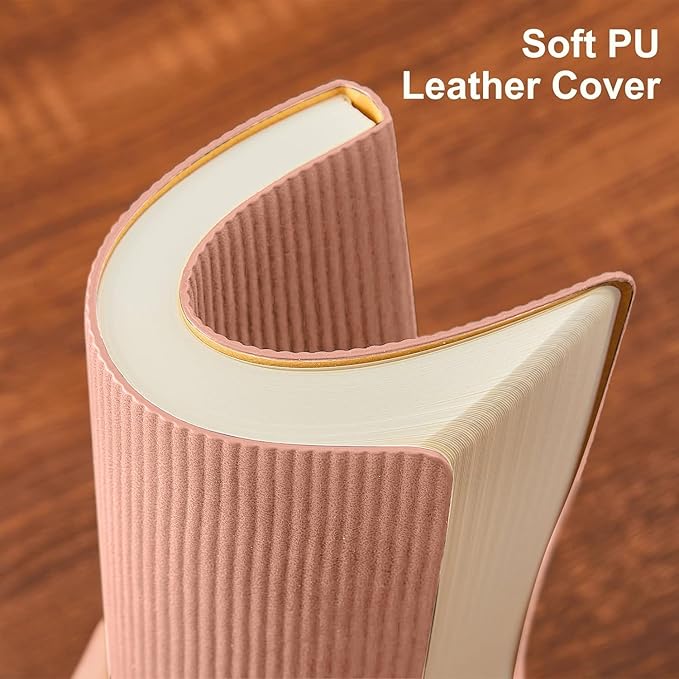 Dotted Journal Notebook Soft Cover PU Leather Journaling Notebooks for Women Men Writing Work Office School 160 Pages 100 GSM Thick Paper A5 Dotted 80 Sheets 5.79"x8.27", Pink