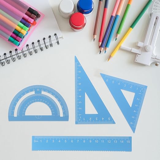 GALPADA 4pcs Math Measuring Tool Set with Metal Drawing Triangle Rulers and Protractor, Professional Geometry Drafting Kit for Classroom, Office, and Student Use