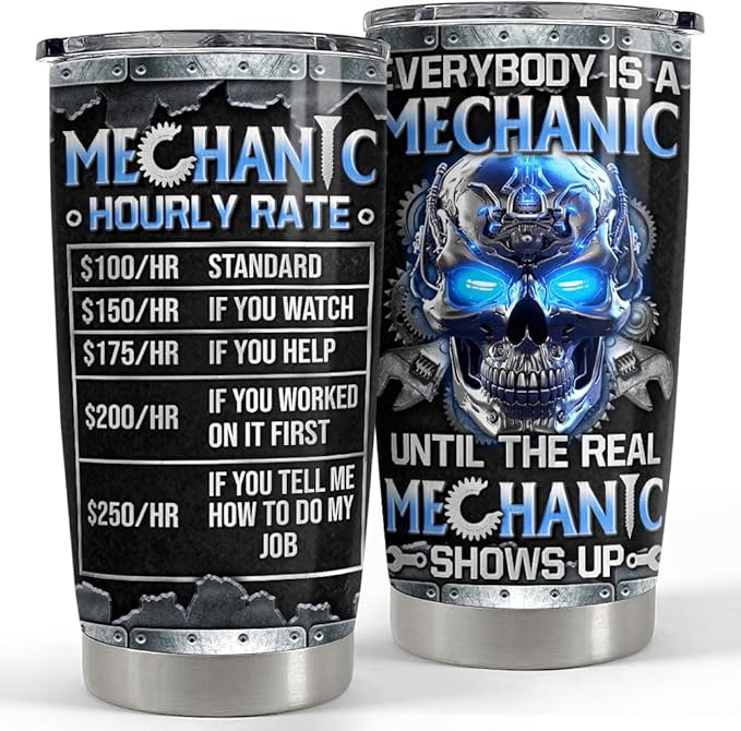 Mechanic Gifts, 20oz Stainless Steel Insulated Tumbler - Coffee Travel Mug Gifts for Mechanics, Birthday, Christmas
