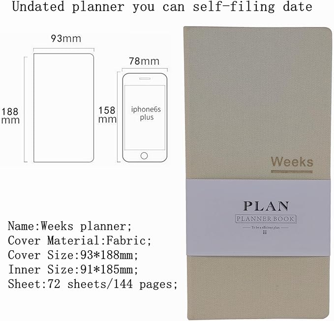 Undated Pocket Weekly Planner Schedule Organizer Agenda Year Month Week Plan A6 Notebooks (A6 Undated Planner Beige)