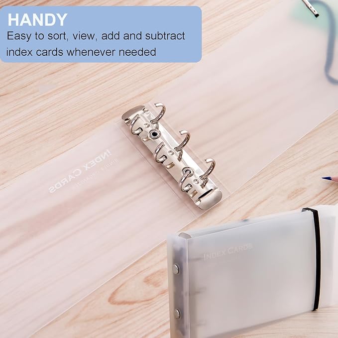 3×5” index card Binder organizer with Plastic pocket Sleeves, small organized folder for recipes Flashcards,portable notecards case holder (2pcs Clear)