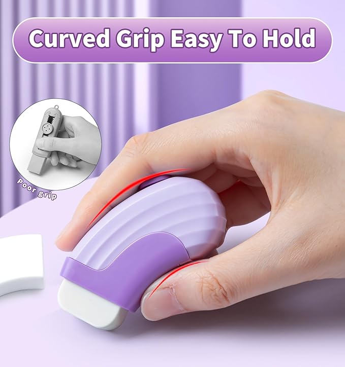 4+1 Pack Rubber Erasers Sliding Retractable Eraser, Large White Erasers for School Office Art Drawing Pencil Eraser for Kids- Purple