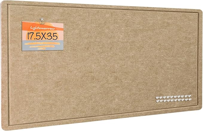 Lightomorrow Bulletin Board, 35 x 17 1/2 inches Felt Board - Decorative Pin Board, Cork Board Alternative for Wall, Foldable Self-Adhesive Vision Board Prayer Board with 20 Pushpins-Desert Brown