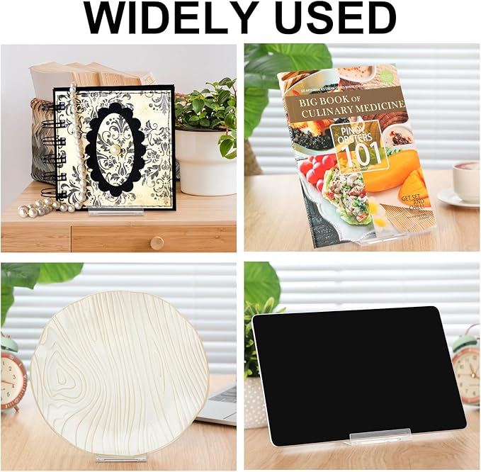 6 Pack Acrylic Book Stand for Display Adjustable Clear Display Holder Easel Collector Stand for Home Office Back to School Comic Album CD Magazine Postcard Artworks (5.91 x 6.1 x 3.15 Inch)