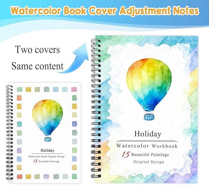 SLWBZ Watercolor Workbooks Coloring Book, Beginner Friendly Painting Kit, Detailed Steps, Creative Exploration Watercolor Book with Paint Set for Adults Teens (Holiday, with Paint)