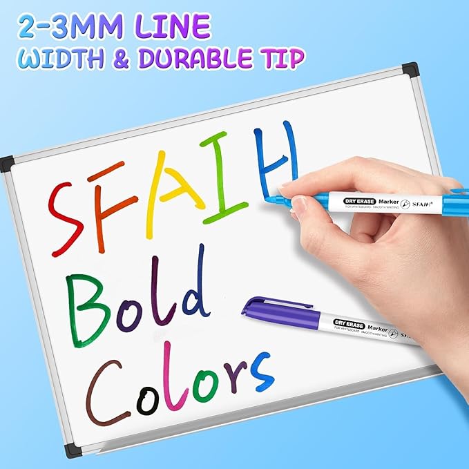 SFAIH Dry Erase Markers Fine tip 12 Colors, 24 Pack (2 Dozen) - Low Odor Whiteboard Markers for Office Teams, Study Groups, Home Schooling, Paper Markers for Kids | 5 Sizes:12/24/48/72/144 Packs