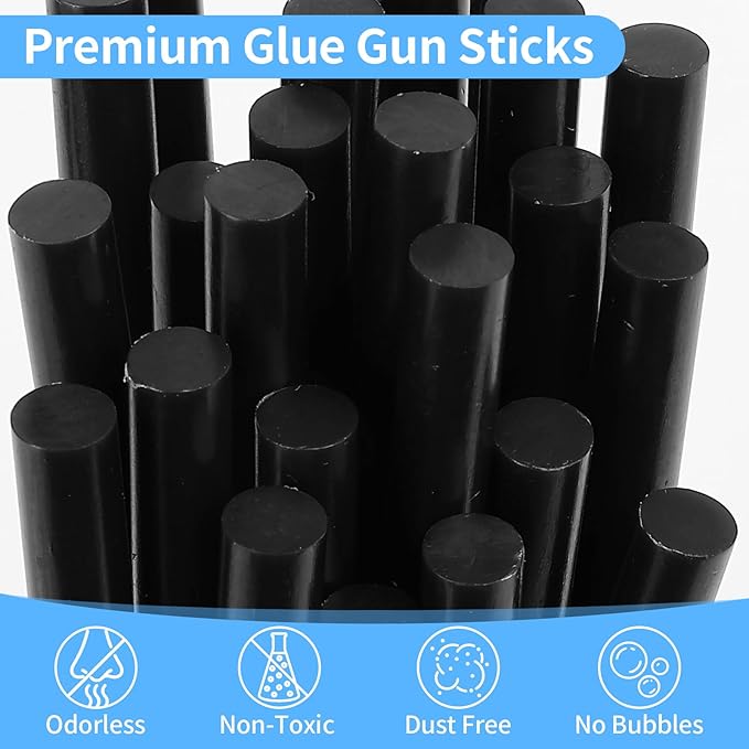 90 PCS Mini Hot Glue Sticks Bulk, Clear Glue Gun Sticks for Metal, Wood, Glass DIY Art Craft & School Projects Craft, Bond (Black, 4" X 0.27")