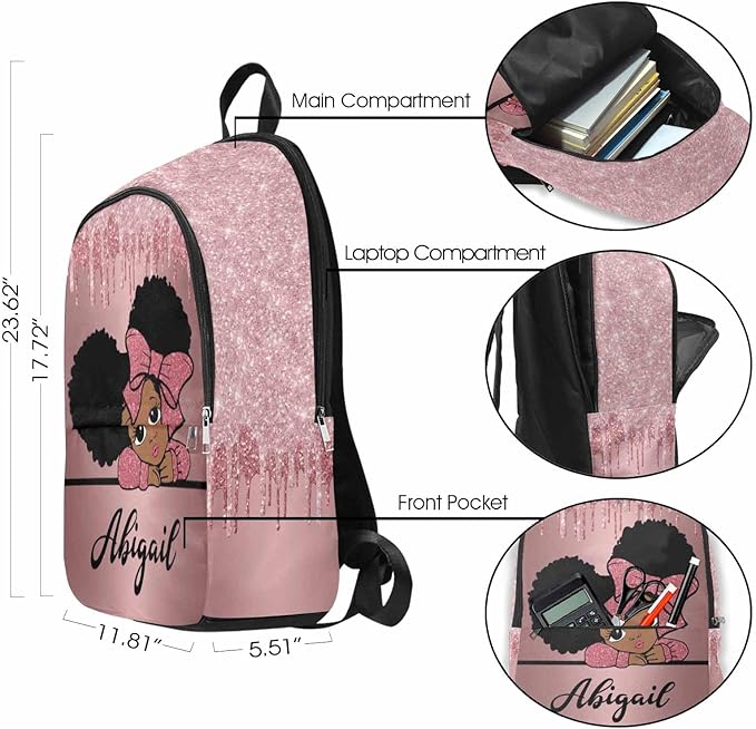M YESCUSTOM Custom Name Backpack for Girls Kids Princess School Bookbag Personalized with Shoulders Bag Casual Daypack Childrent Travel for Daughter Granddaughter Sister