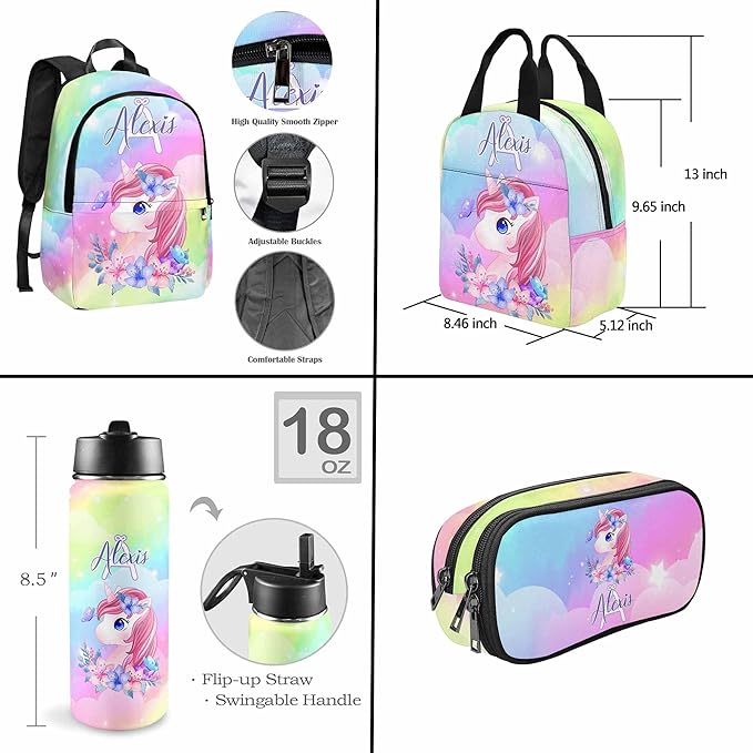 M YESCUSTOM Custom Backpack for Kids, Personalized Princess School Backpack with Name Customized Girls Bookbags Knapsack Casual Laptop Backpack for Teens Adults