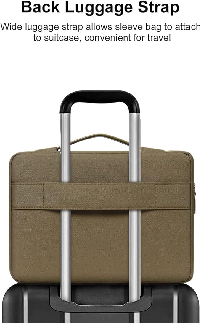 MOSISO 360 Protective Laptop Sleeve Compatible with MacBook Air 15 inch M3 M2 2024 2023/Pro 16 inch 2024-2019 M4 M3 M2 M1, 15-15.6 inch HP, Lenovo, Notebook, Polyester Bag with Belt, Olive Yellow