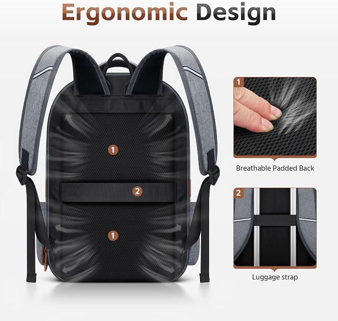 RealCool 15.6-17.3" Laptop Backpack, 31L Water Resistant Travel Bag | Independent frame opening, lightweight ,multi-compartments, ergonomic padded straps, luggage belt, for School,Business Trip