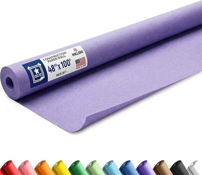 Lilac Construction Paper Roll 48" x 100 ft – Made in USA – 48" Bulletin Board Paper for Classroom & School, Teachers & Kids