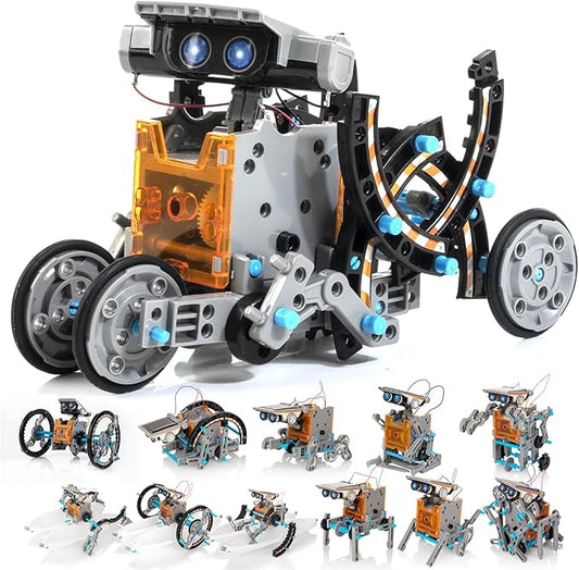 Solar Robot Kit for Kids, 14-in-1 Educational STEM Science Toy, Solar Power Building Kit DIY Assembly Battery Operated Robotic Set for Kids, Teens and Science Lovers(Battery Include)