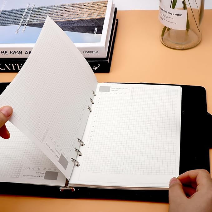 NatSumeBasics A5 Refills Paper 5" x 8" Undated Daily Binder Planner Inserts 90 Sheets 6 Holes Pocket Notebook Papers for Personal Travel Journal Diary (2 A5 Daily)