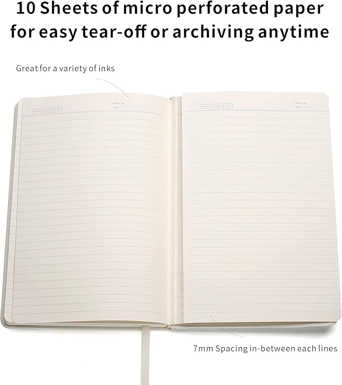 Lined Journal Notebooks with Pen Loop, Hardcover Notebook Journal for Work, 100Gsm Premium Thick Paper with Inner Pocket, Medium 5.7"x8.4", （White, Ruled）