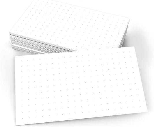 321Done Dot Grid Index Cards, Dot Pattern - Made in USA - Extra Small 3x5 (Set of 50) Dot Bullet 0.25 Double-Sided Journal Planning Graph Ruled Grids Thick Heavy Duty Cardstock, 1/4 inch, White