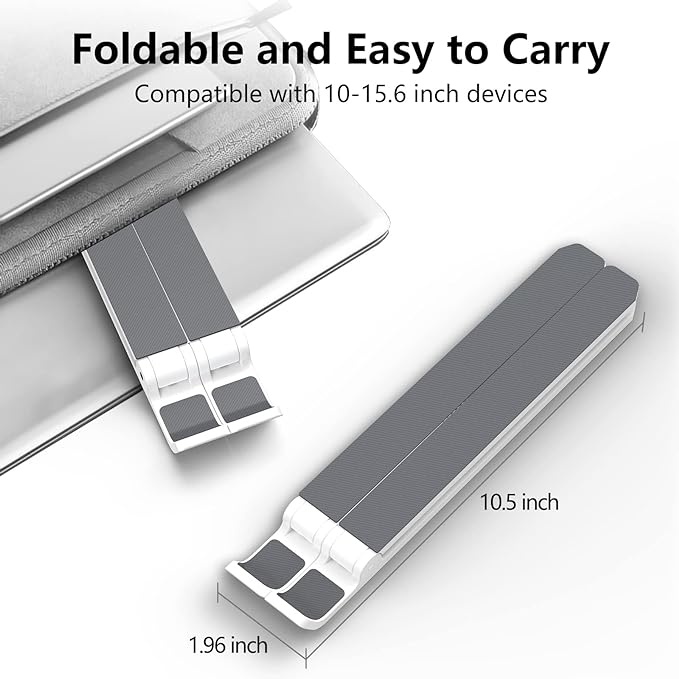 Laptop Stand for Desk, Adjustable Laptop Riser Foldable Portable Laptop Holder, Ventilated Cooling Notebook Stand for 10-15.6” Laptop,Tablet-White