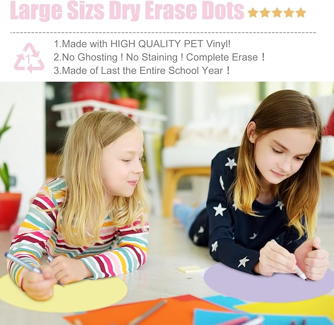 Ireer 12 Pcs 13 '' Dry Erase Dots for Classroom Table Classroom Decor Boho Colorful Stickers for Whiteboard Wall Decor Removable Dry Erase Circles for School Teacher Supplies(Fresh,Pastel Color)