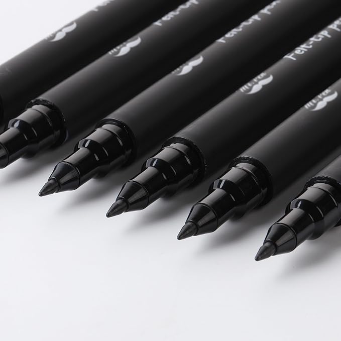 Mr. Pen- Black Felt Tip Pens, Fine Point, 6 Pack, Fast Drying, No Smear, Bible Journaling Pens No Bleed-Through for Planners, Sketching, Writing