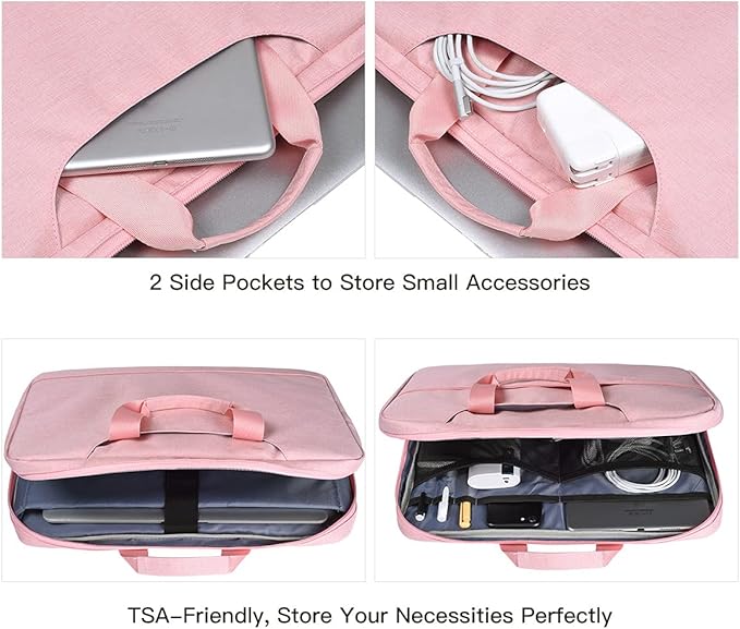 11.6-12.9 Inch Laptop Bag Sleeve Women Ladies TSA Briefcase for Macbook Neo 13 A18 Pro A3404, 13" iPad Pro M5 M4, iPad Air 13 M4 M3 2026 2025, iPad 12.9", Acer Lenovo Dell Chromebook 11.6" Case, Pink