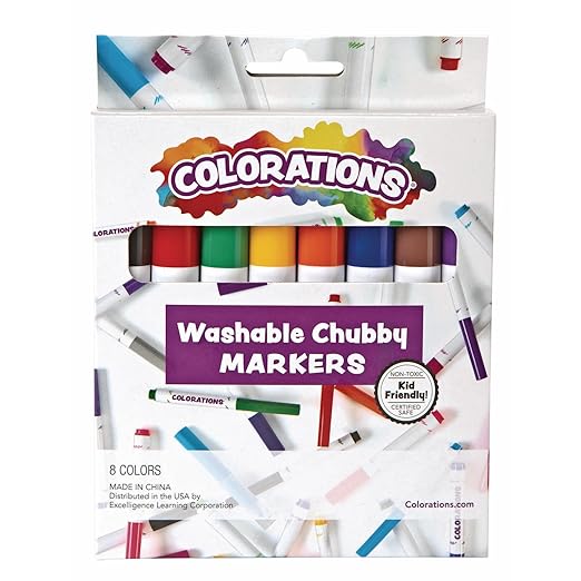 Colorations Chubby Markers, 8 Colors, 24 Packs, Color Marker, Coloring Posters, Drawing, Home, Classroom, School Supplies, Art Supplies, Craft Projects, Kids Markers, Markers for Children, Non Toxic