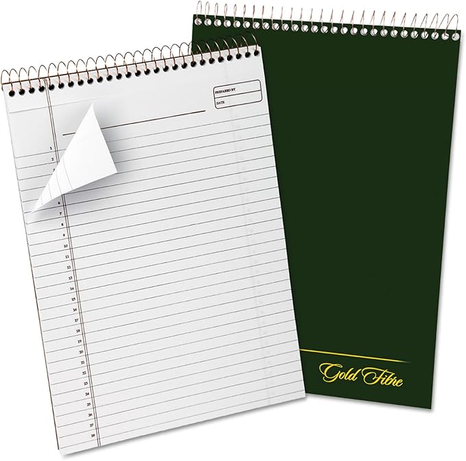 Ampad 20811 Gold Fiber Wirebound Pad, Legal Ruled, 8-1/2-Inch x11-3/4-Inch, GN