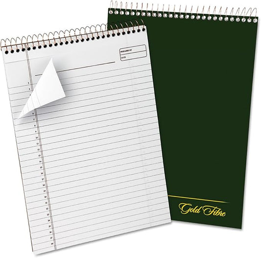 Ampad 20811 Gold Fiber Wirebound Pad, Legal Ruled, 8-1/2-Inch x11-3/4-Inch, GN