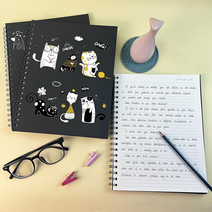 Lined Spiral Notebook B5 Hardcover Black Journal 100GSM 7x10