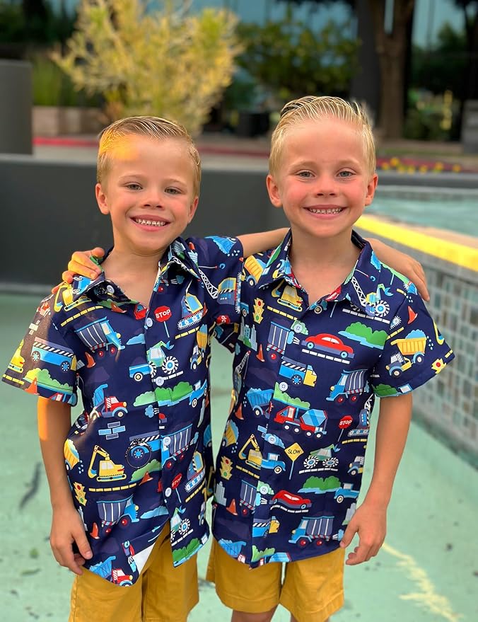 Enlifety 2-10T Kids Hawaiian Shirt Boys Short Sleeve Button Down Shirts Hawaii Summer Casual Blouse
