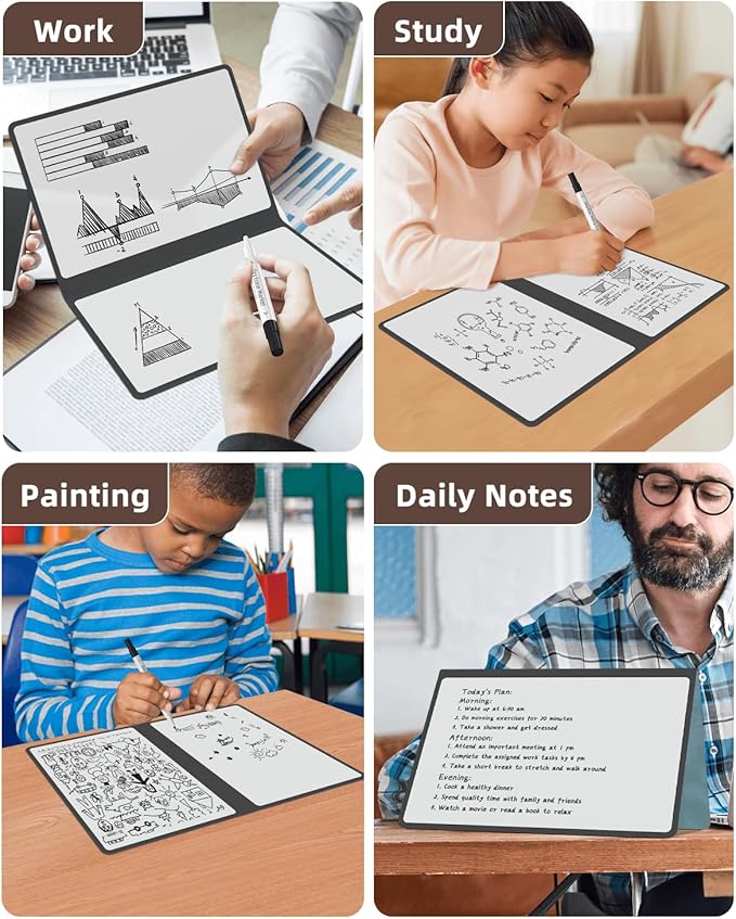 Portable Small White Board Dry Erase Board, Reusable 9.5 * 6.6in Notebook Memo, Office Home Supplies Desk Accessories MH760 (Navy Blue)