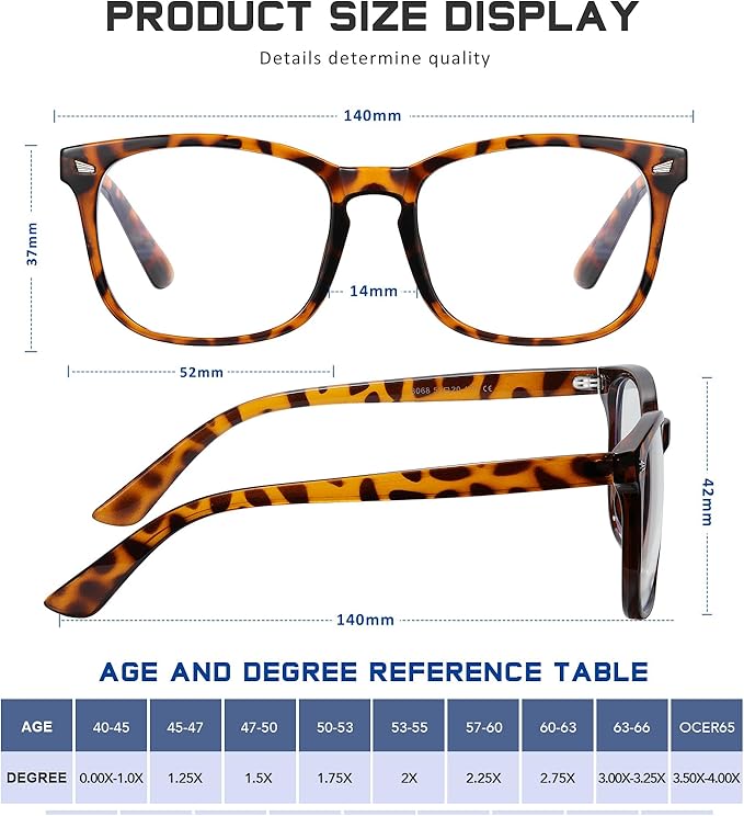 Reading Glasses for Women Men - Blue Light Blocking UV Filter Computer Readers,Anti Eyestrain Eyeglasses
