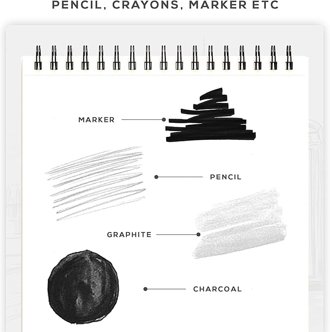 BEECHMORE BOOKS 9"x12" Spiral Bound Sketchbook - 100 Perforated Sheets 140 GSM (95lb) Acid-Free White Paper, Premium Professional Artist Sketch Pad, Art Supplies for Adults Students Drawing Notebook