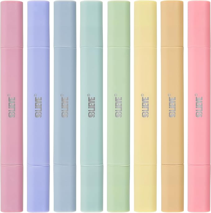 BLIEVE Aesthetic Cute Highlighters No Bleed Through, Dual Tip Chisel & Fine Point, Pastel Colors For Bible & Journaling