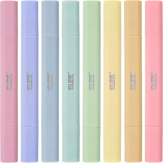 BLIEVE Aesthetic Cute Highlighters No Bleed Through, Dual Tip Chisel & Fine Point, Pastel Colors For Bible & Journaling