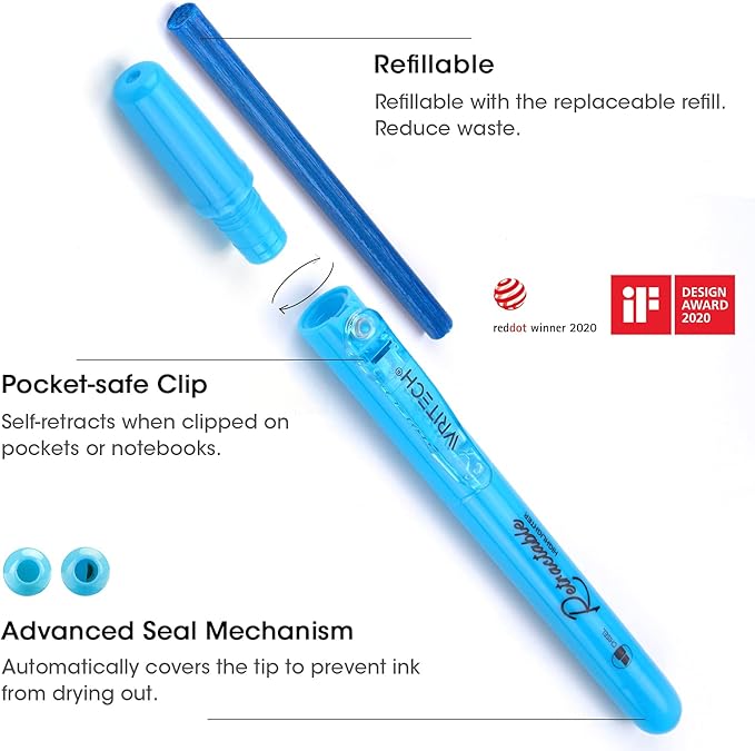 WRITECH Retractable Highlighters Assorted Colors: Chisel Tip 6ct Pastel Set | Aesthetic Pens Pack Multi Colored Ink No Bleed & Smear for Highlighting Journaling Drawing Coloring Note-taking Home Office