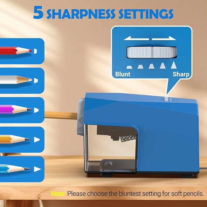 AFMAT Electric Pencil Sharpener, Fast & Hands-Free, 10K+ Uses, 5 Nibs, Fully Automatic Pencil Sharpener for Classroom, Heavy Duty Sharpeners for No.2/Jumbo/Colored Pencils (6.5-10.5mm) US Plug(120V)