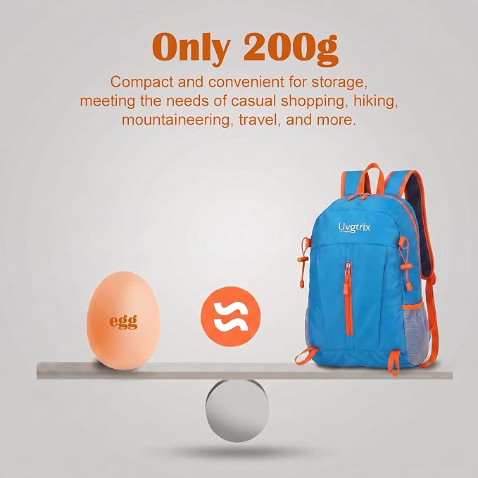 20L Water Resistant Foldable Packable Daypack Backpack | Lightweight Durable Portable Outdoor Travel Backpack for Women Men Camping Climbing Hiking Walking Sports Daily Commuting