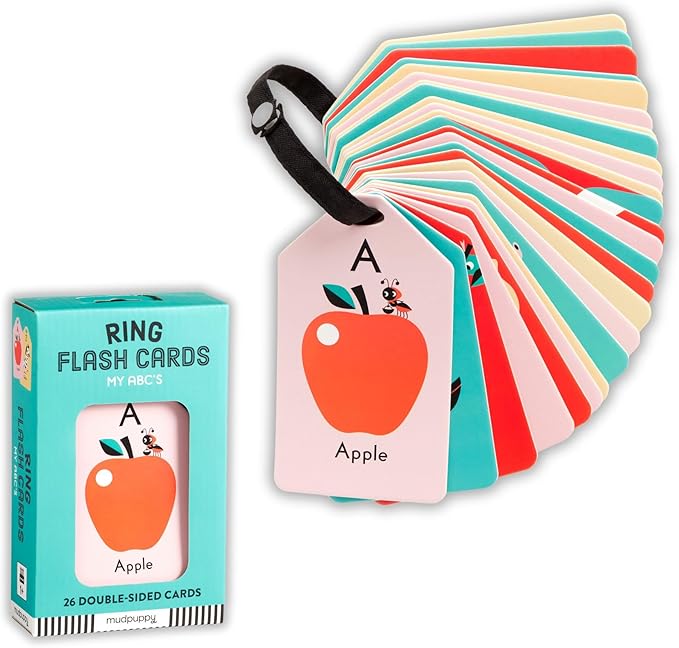 Mudpuppy My ABC's — Ring Flashcards 26 Durable Double Sided Alphabet Cards And Reclosable Ring With Colorful Art For Kids Ages 1+ Perfect For Preschool Or Travel For Teachers And Parents