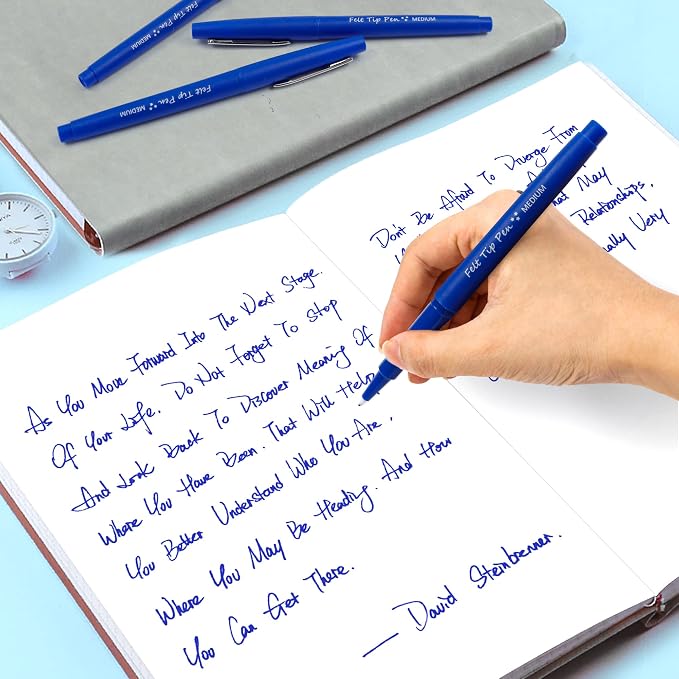 Lelix Felt Tip Pens, 60 Blue Pens, 0.7mm Medium Point, Felt Tip Markers Pens for Journaling, Writing, Note Taking, Planner, Perfect for Art Office and School Supplies