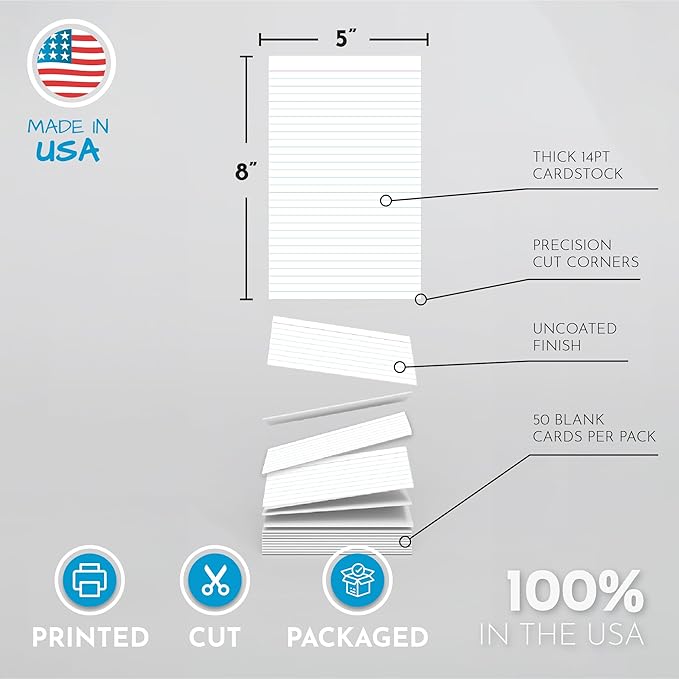 Home Advantage Vertically Ruled White Index Cards, Note Cards (5-x-8-inch)