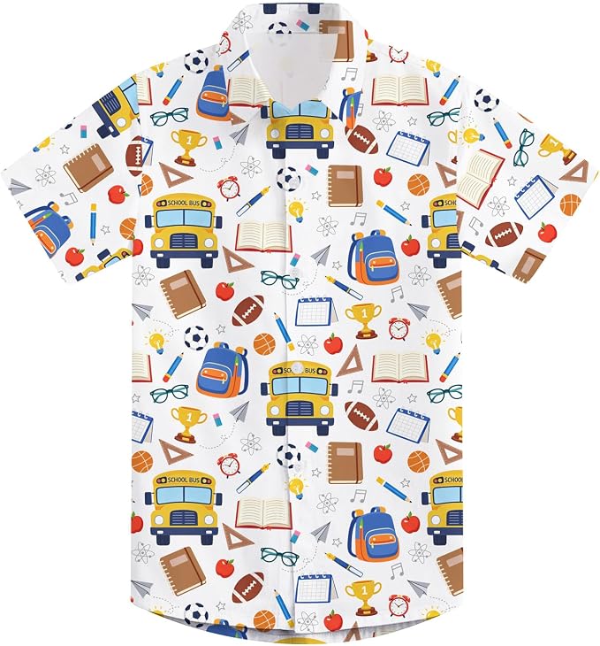 Enlifety 2-10T Kids Hawaiian Shirt Boys Short Sleeve Button Down Shirts Hawaii Summer Casual Blouse